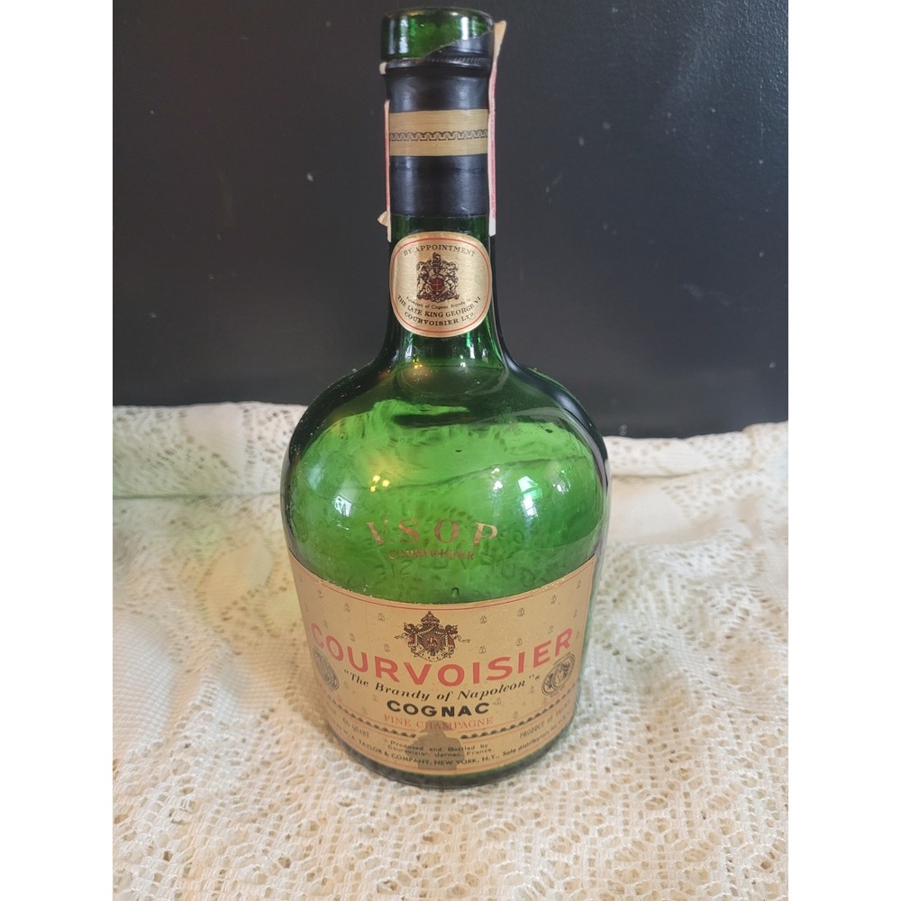 Courvoisier French Cognac Empty Green Bottle VSOP US Tax Label